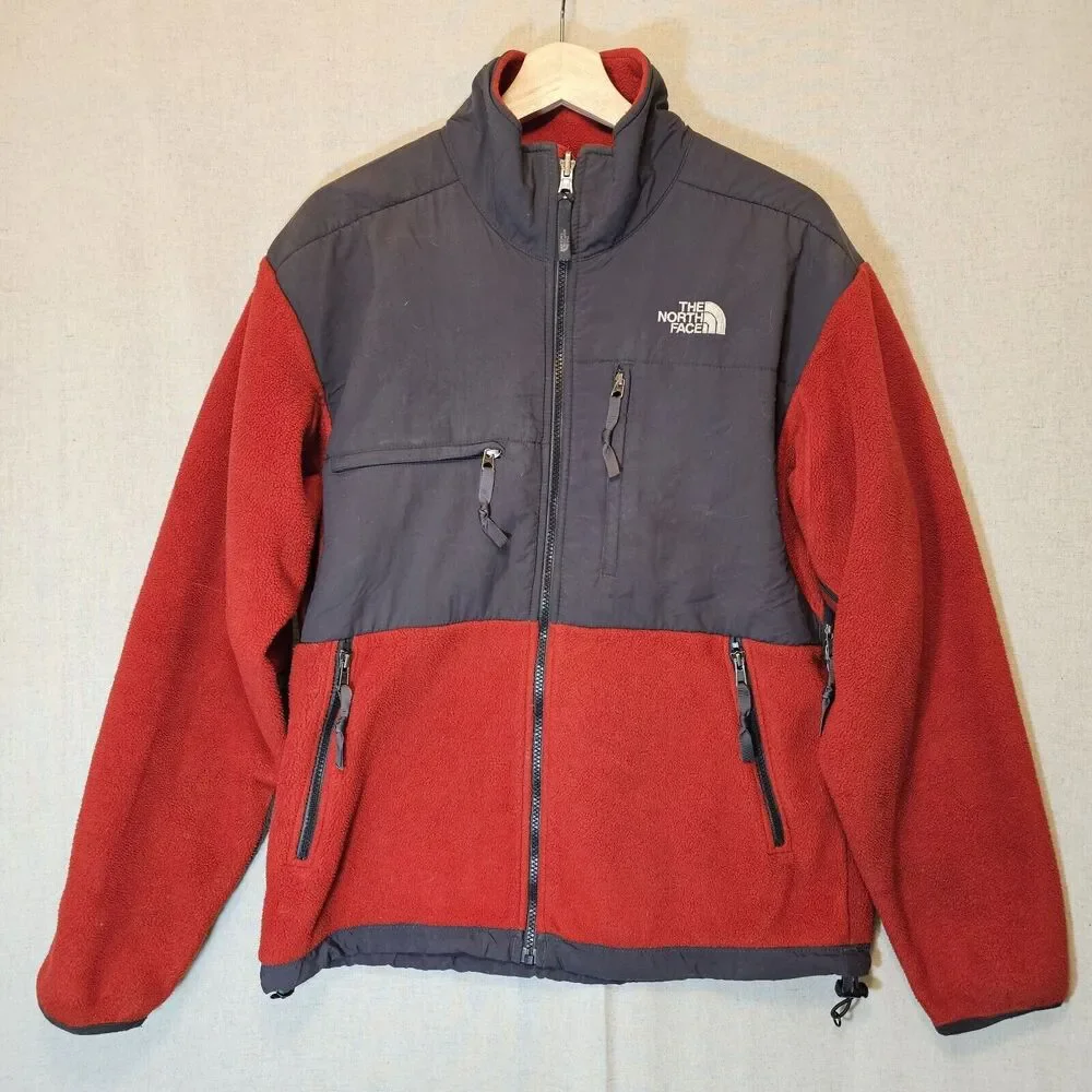 THE NORTH FACE Mens Denali Jacket v0100062 Polartec Fleece Full Zip Red Grey S